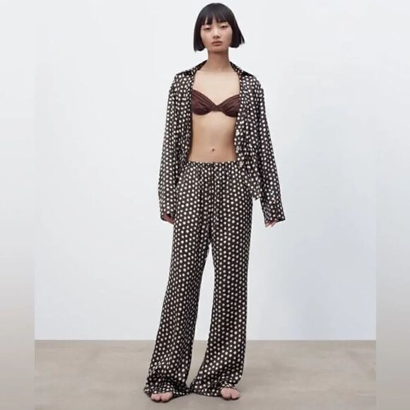 ZARA SATIN PANTS WITH POLKA DOT - Picture 5 of 9